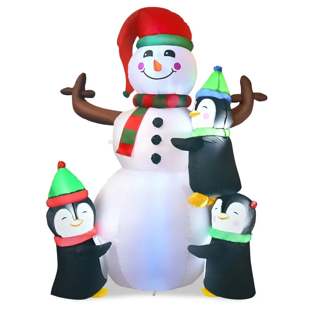 Merry Christmas Decorations for Home Snowman Penguins Christmas Blow Up Yard Inflatable With LED Lights 6' Decoration 2024 Props RUO WU Home Department Store