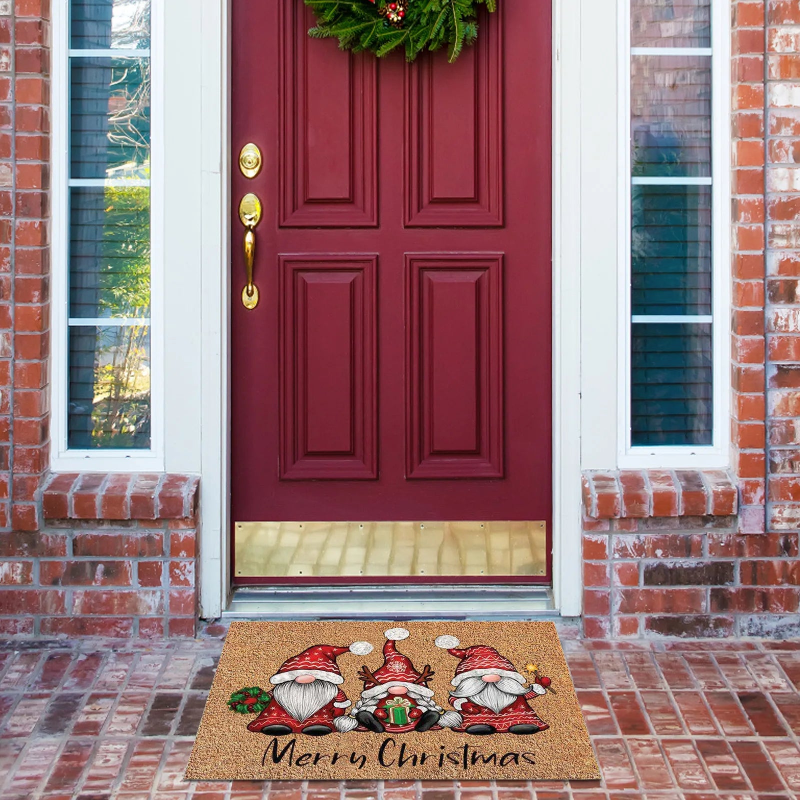 Merry Christmas Welcome Doormat Gnome Doormat Xmas Holiday Welcome Floor Mat Rugs for Front Door Funny Non Slip Rubber Back Winter Home Kitchen ShopOnlyDeal