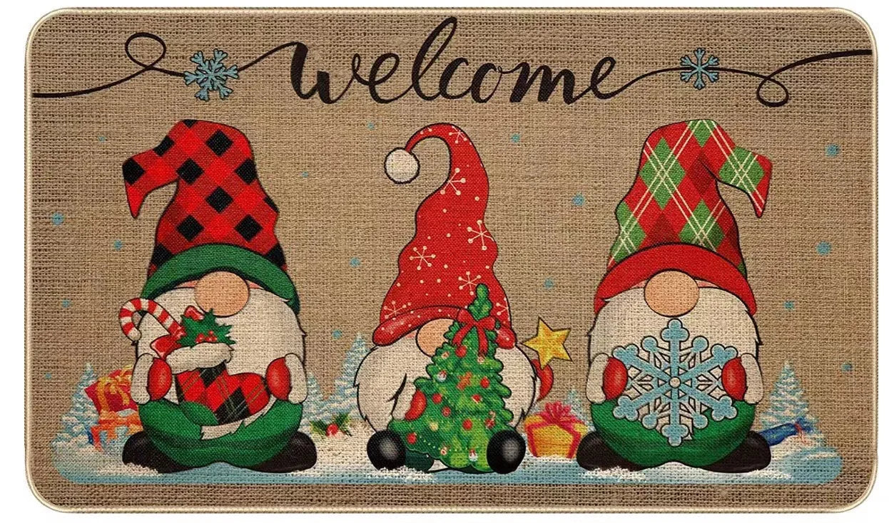Merry Christmas Welcome Doormat Gnome Doormat Xmas Holiday Welcome Floor Mat Rugs for Front Door Funny Non Slip Rubber Back Winter Home Kitchen ShopOnlyDeal