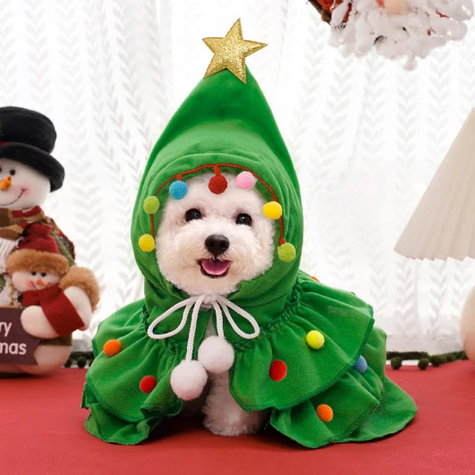 Merry Christmas Pet Clothes Dog Cloak Pet Cape And Shawl Puppy Cosplay Santa Tree Costume Happy Festival Coat Supplies Wholesale ShopOnlyDeal