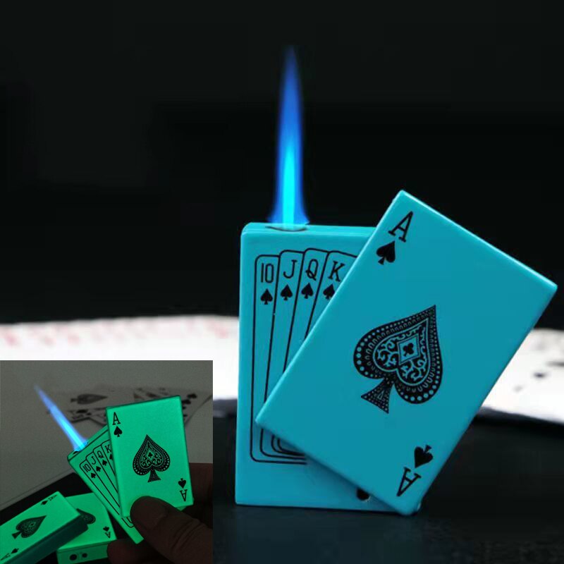 Ace Metal Jet Playing Cards Torch Lighter Unusual Turbo Butane Gas Lighter Creative Windproof Outdoor Lighter Funny Toys For Men ShopOnlyDeal