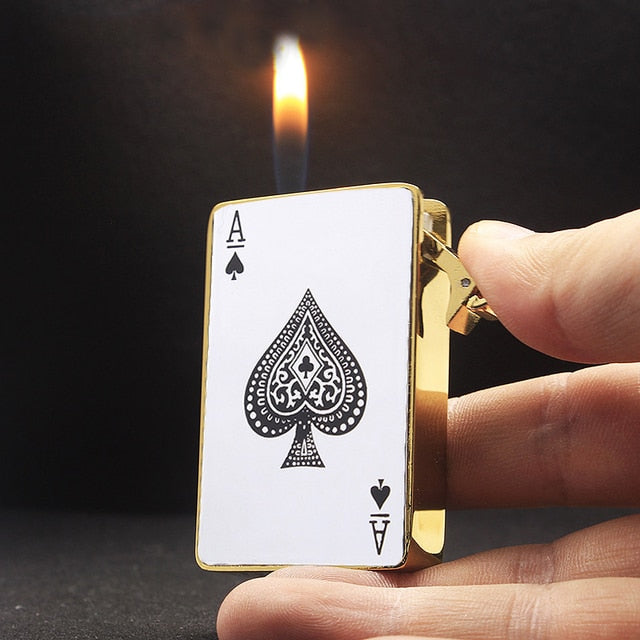Metal Playing Cards Jet Torch Lighter Green Flame Poker Gas Lighter Smoking Accessories Butane Windproof Funny Toy Gift For Men ShopOnlyDeal