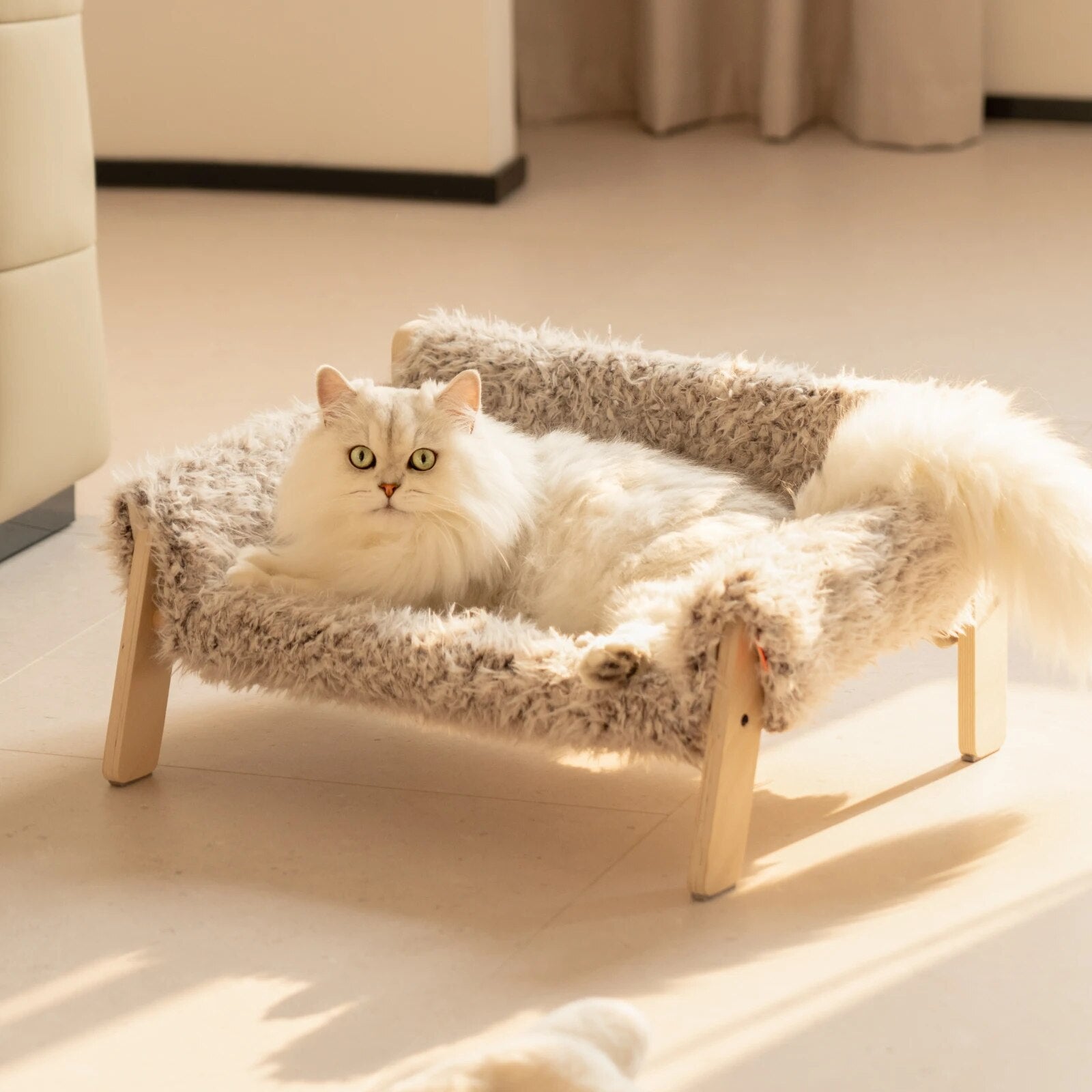 Cat Bed SofaWooden, Sturdy Fluffy Cat Couch Bed Dog Beds for Cats and Small Dogs Pet Furniture Elevated ShopOnlyDeal