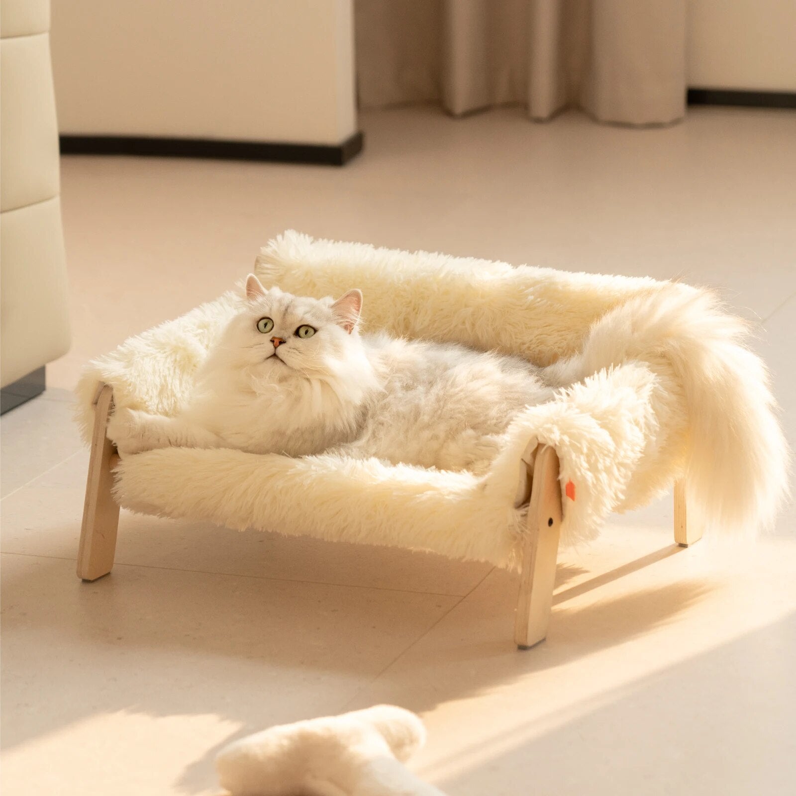 Cat Bed SofaWooden, Sturdy Fluffy Cat Couch Bed Dog Beds for Cats and Small Dogs Pet Furniture Elevated ShopOnlyDeal