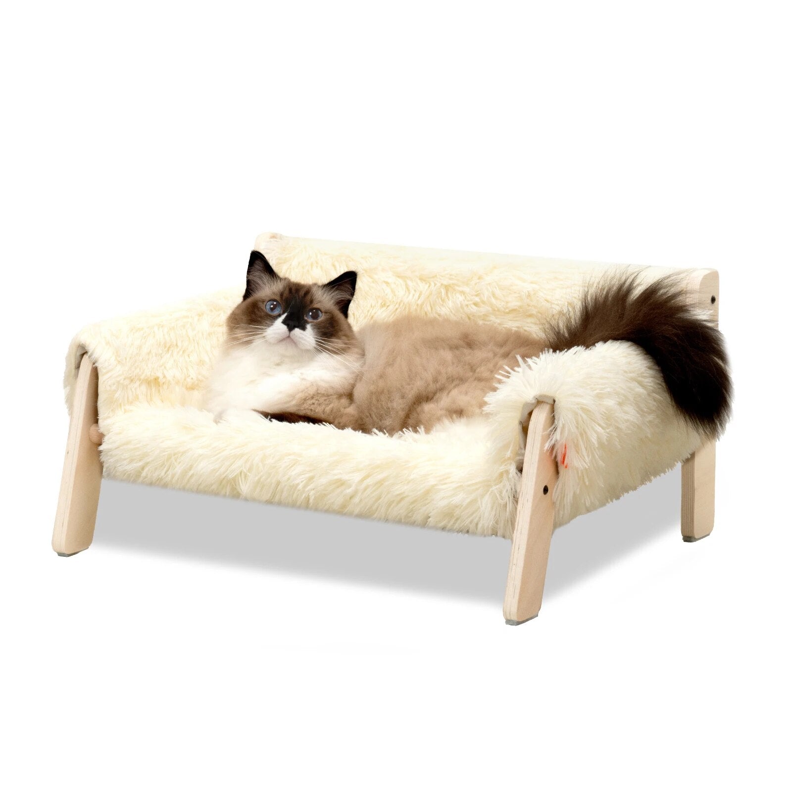 Cat Bed SofaWooden, Sturdy Fluffy Cat Couch Bed Dog Beds for Cats and Small Dogs Pet Furniture Elevated ShopOnlyDeal