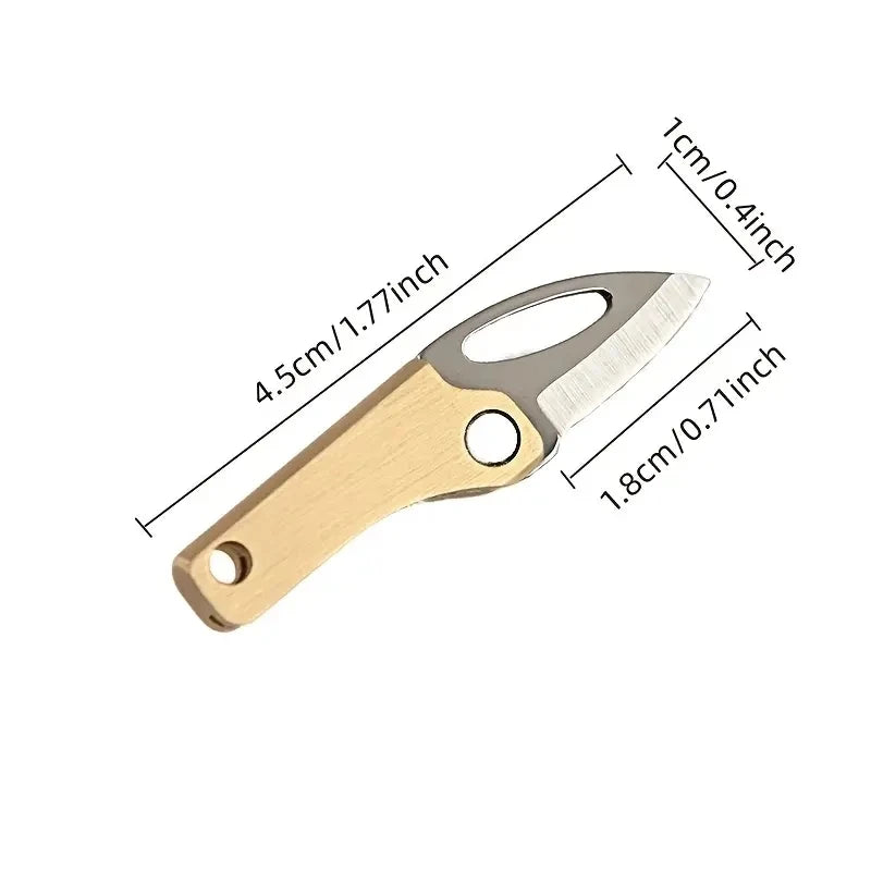 Mini Brass Folding Knife: The Ultimate Edge Pocket Knife for Camping, Outdoor Self-Defense, and Box Opening - A Perfect Gift with Key Chain Pendant for Easy Carry ShopOnlyDeal