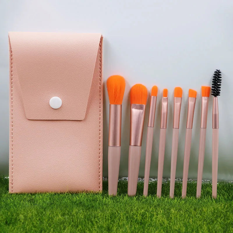 Mini Brush 8-Piece Makeup Bag Portable concealer powder brush set soft fur make-up tool ShopOnlyDeal