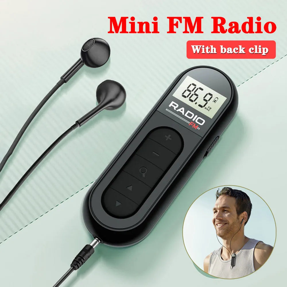 Mini Pocket FM Radio Portable 76-108MHZ Radio Receiver with Backlight LCD Display Wired 3.5mm Headphones Support Type-c Charging COOLDigitall Store