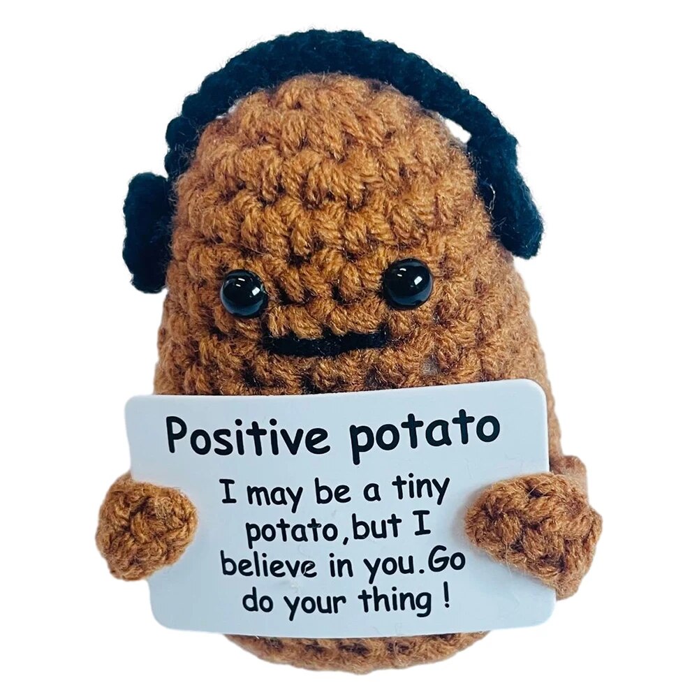 Mini Positive Energy Potato Cheerup Pocket Hug Handmade Plush Knitting Wool Kawaii Potatoes Doll Home Room Miniature Decoration Home-Treasure Store