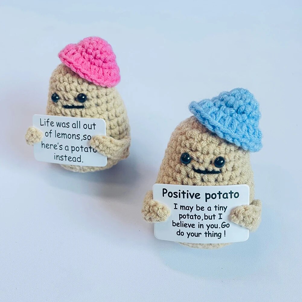 Mini Positive Energy Potato Cheerup Pocket Hug Handmade Plush Knitting Wool Kawaii Potatoes Doll Home Room Miniature Decoration Home-Treasure Store