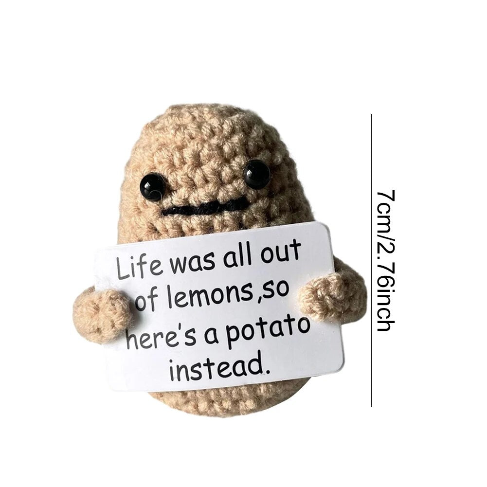 Mini Positive Energy Potato Cheerup Pocket Hug Handmade Plush Knitting Wool Kawaii Potatoes Doll Home Room Miniature Decoration Home-Treasure Store