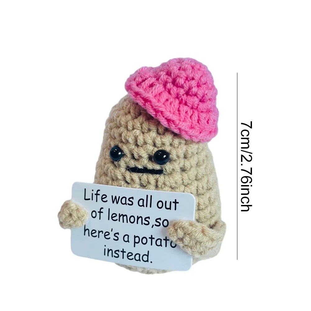 Mini Positive Energy Potato Cheerup Pocket Hug Handmade Plush Knitting Wool Kawaii Potatoes Doll Home Room Miniature Decoration Home-Treasure Store