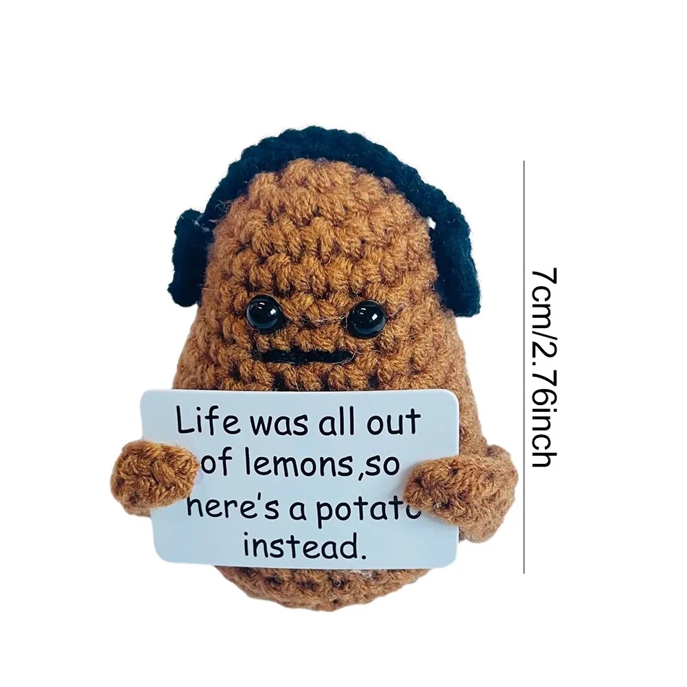 Mini Positive Energy Potato Cheerup Pocket Hug Handmade Plush Knitting Wool Kawaii Potatoes Doll Home Room Miniature Decoration Home-Treasure Store