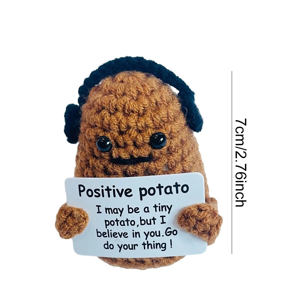 Mini Positive Energy Potato Cheerup Pocket Hug Handmade Plush Knitting Wool Kawaii Potatoes Doll Home Room Miniature Decoration Home-Treasure Store