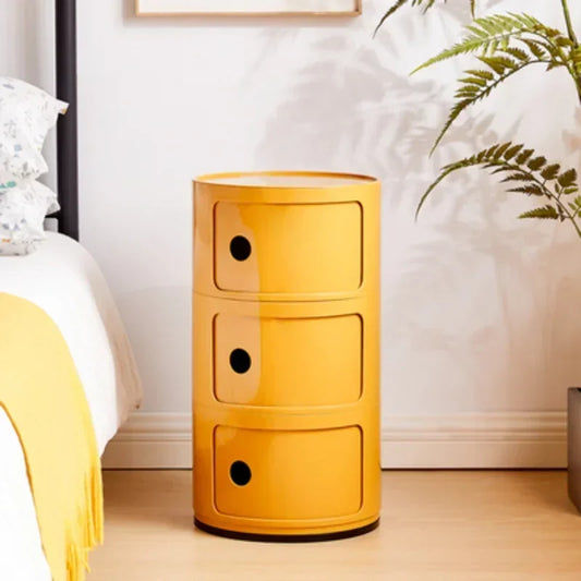 Mobile Simple Round Nightstand White Creative Luxury Drawer Cabinet Small Plastic Tiny Table Storage Beside Bedroom Furniture WY Oein Yasuo Qffical Store