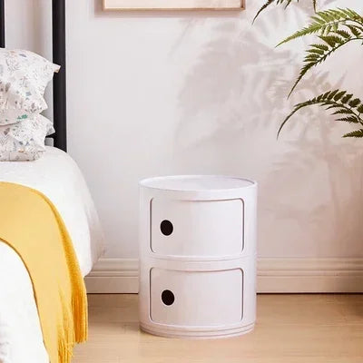 Mobile Simple Round Nightstand White Creative Luxury Drawer Cabinet Small Plastic Tiny Table Storage Beside Bedroom Furniture WY Oein Yasuo Qffical Store