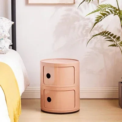 Mobile Simple Round Nightstand White Creative Luxury Drawer Cabinet Small Plastic Tiny Table Storage Beside Bedroom Furniture WY Oein Yasuo Qffical Store