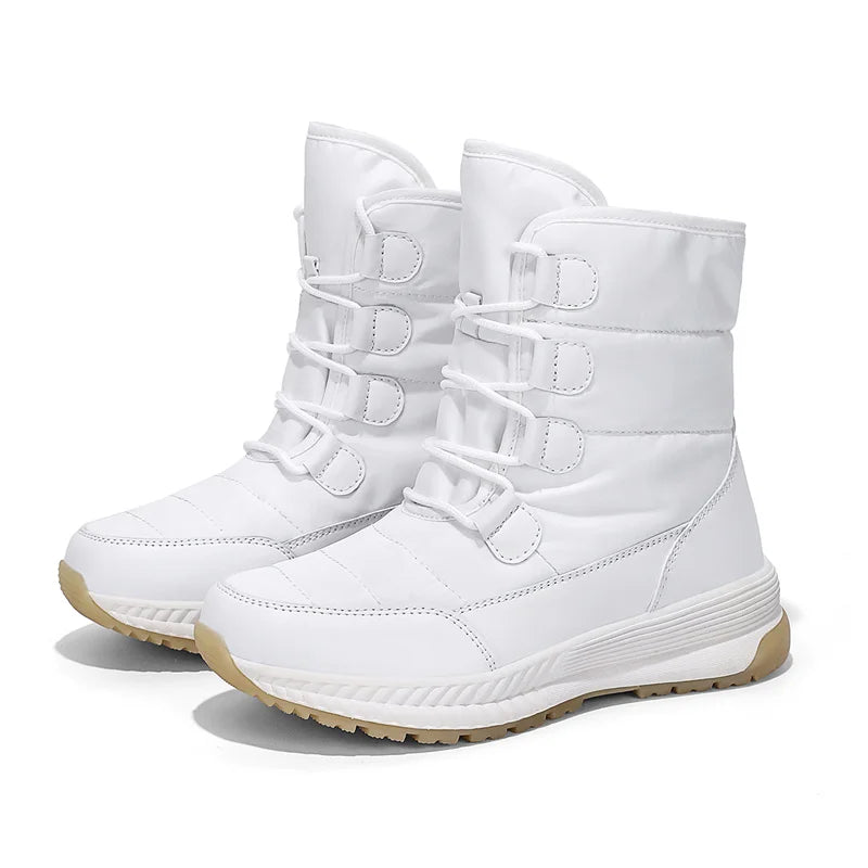 Snow Boots Women Waterproof Keep Warm Plush Platform Shoes Female Lace Up Mid-Calf Boots Winter Shoes Botas Femininas Moipheng Official Store