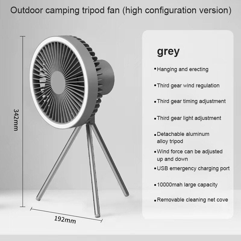 Multifunction Home Outdoor Camping Ceiling Fan USB Chargeable Desk Tripod Stand Air Cooling Fan with Night Light Cutesliving Store