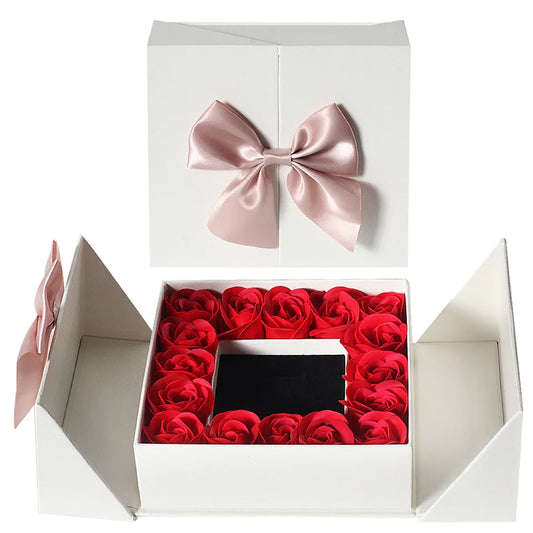 NEW 16 Roses double door Propose Artificial Flowers Saop Flowers Flower Box with necklace For Mother's Day Valentine's Day Gifts ShopOnlyDeal
