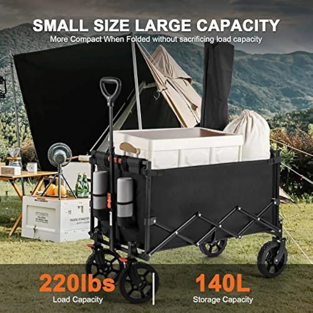 Wagon Cart Heavy Duty Foldable, Collapsible with Smallest Folding Design, Utility Grocery for Camping Shopping Sports ShopOnlyDeal
