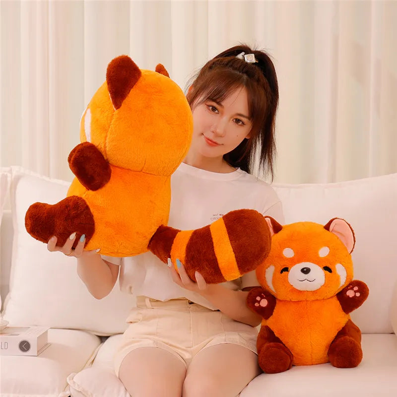 New 1pc 23cm-60cm Stuffed Anime Figure Doll Turned Red Panda Plushie Doll Fluffy Hair Red Raccoon Animals Hug Throw Pillow Kids ShopOnlyDeal