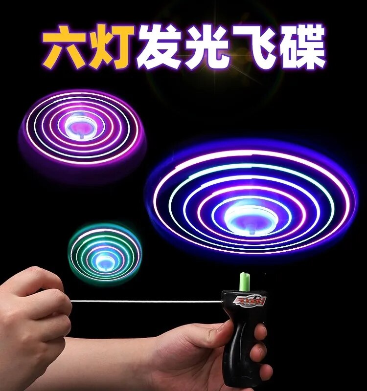 Flying Disk Toy 6 Light Pull Wire LED Luminous New Flying Toy Arrow Outdoor Shining Rocket Toys Slingshot Children Fun Game Gifts ShopOnlyDeal