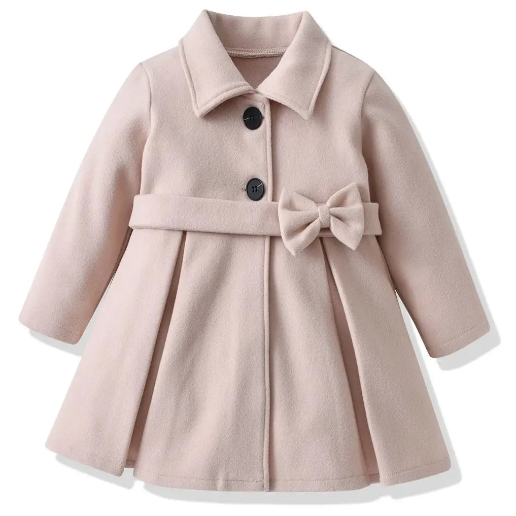 New Baby Girls Woolen Jacket Coat Kids Winter Outerwear Clothes Children Spring Autumn Mid-length Windbreaker for 2-6 Years Wear ShopOnlyDeal