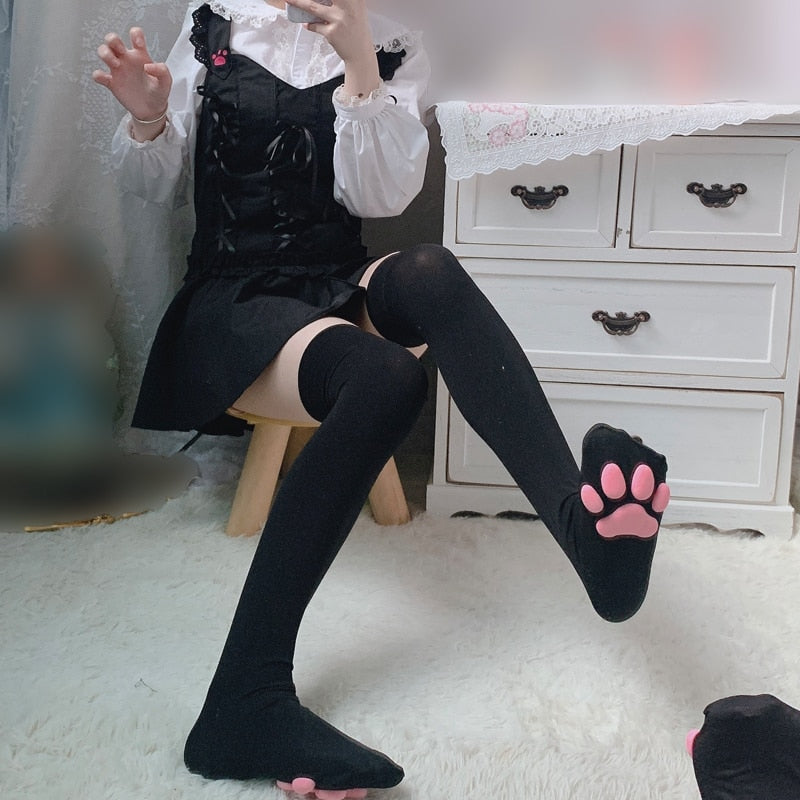 Cat Paw Socks for Women Girls Lolita Kawaii 3d Cat Claw Toe Beanies Cute Gift Lolita Pawpads Cosplay Cat Paw Pad Thigh High Sock Uptrends
