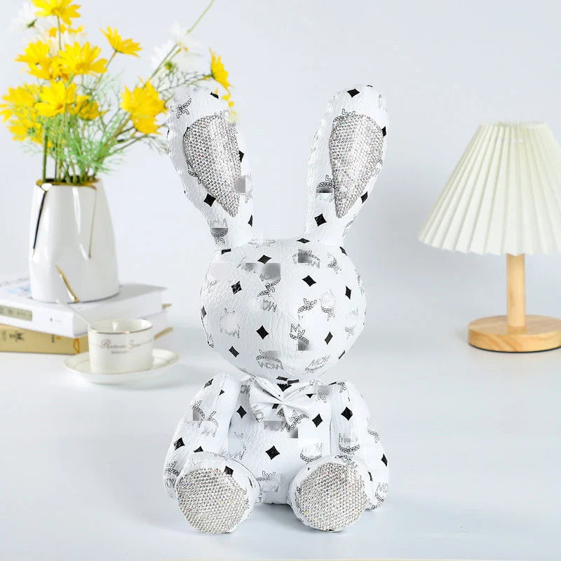 New Cute Diamond Inlaid Rabbit Plush Toys 38cm Bunny DIY Doll Ornament Creative Gifts Accompany Xmas Birthday Toys For Children ShopOnlyDeal