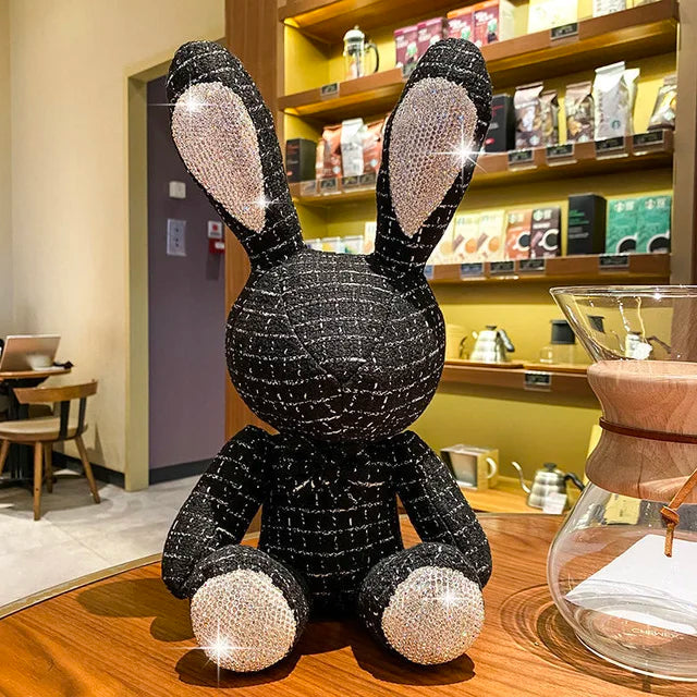 New Cute Diamond Inlaid Rabbit Plush Toys 38cm Bunny DIY Doll Ornament Creative Gifts Accompany Xmas Birthday Toys For Children ShopOnlyDeal