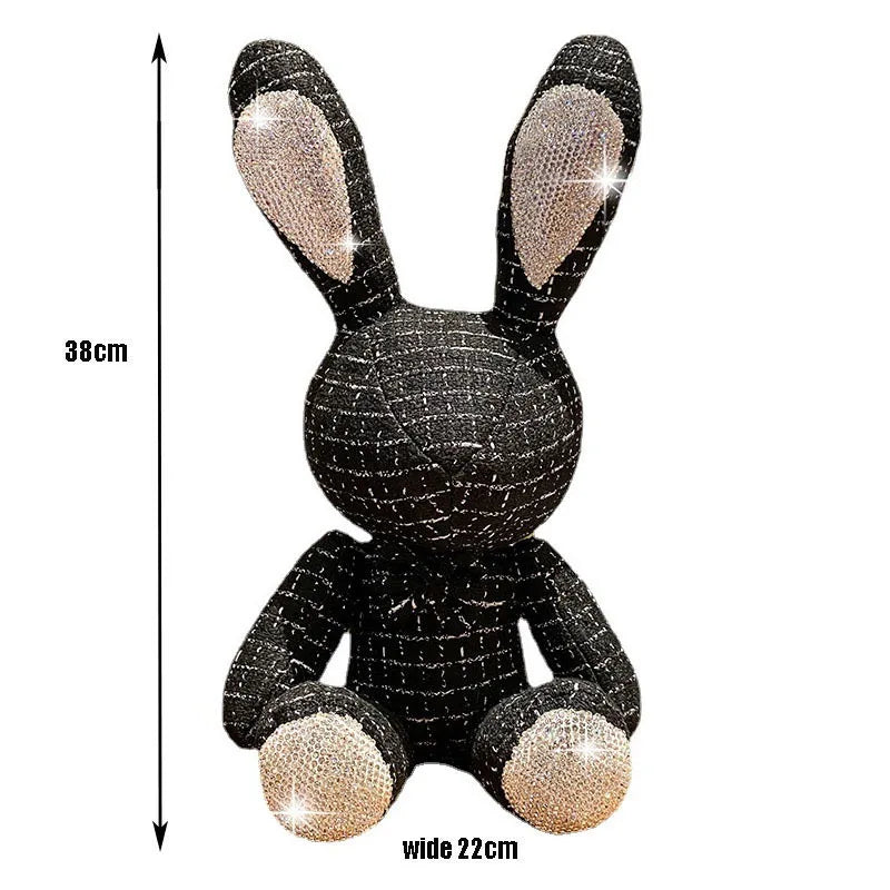 New Cute Diamond Inlaid Rabbit Plush Toys 38cm Bunny DIY Doll Ornament Creative Gifts Accompany Xmas Birthday Toys For Children ShopOnlyDeal