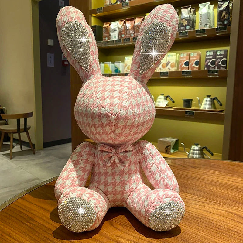 New Cute Diamond Inlaid Rabbit Plush Toys 38cm Bunny DIY Doll Ornament Creative Gifts Accompany Xmas Birthday Toys For Children ShopOnlyDeal