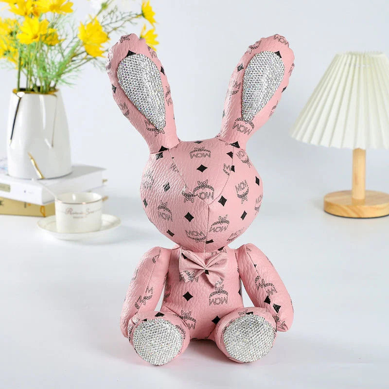 New Cute Diamond Inlaid Rabbit Plush Toys 38cm Bunny DIY Doll Ornament Creative Gifts Accompany Xmas Birthday Toys For Children ShopOnlyDeal