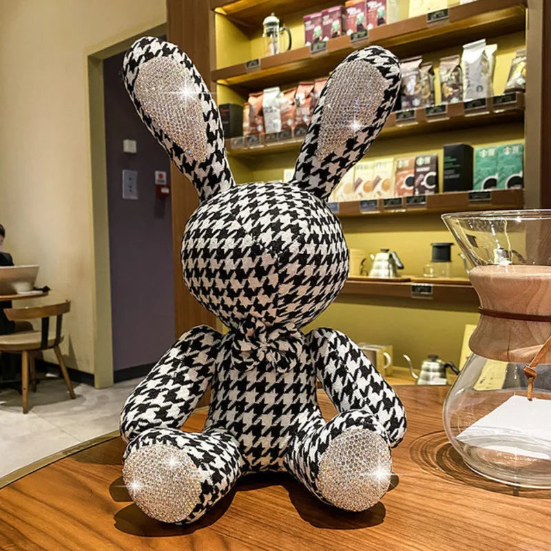 New Cute Diamond Inlaid Rabbit Plush Toys 38cm Bunny DIY Doll Ornament Creative Gifts Accompany Xmas Birthday Toys For Children ShopOnlyDeal