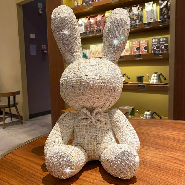 New Cute Diamond Inlaid Rabbit Plush Toys 38cm Bunny DIY Doll Ornament Creative Gifts Accompany Xmas Birthday Toys For Children ShopOnlyDeal