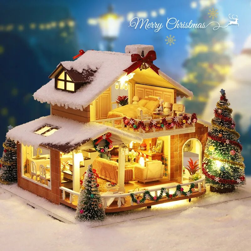 Christman Gift New Diy House Miniature Dollhouse Kit Carnival Building Model Room Box Wood Doll House Furniture Kids Toys Adult Gifts ShopOnlyDeal