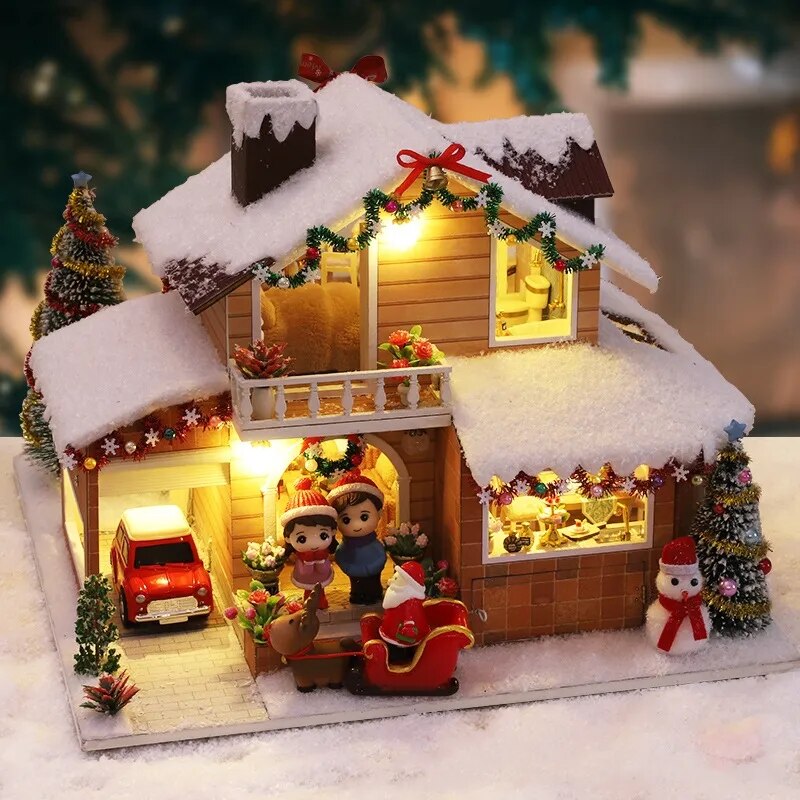 Christman Gift New Diy House Miniature Dollhouse Kit Carnival Building Model Room Box Wood Doll House Furniture Kids Toys Adult Gifts ShopOnlyDeal