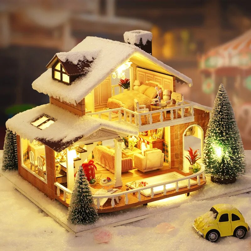 Christman Gift New Diy House Miniature Dollhouse Kit Carnival Building Model Room Box Wood Doll House Furniture Kids Toys Adult Gifts ShopOnlyDeal