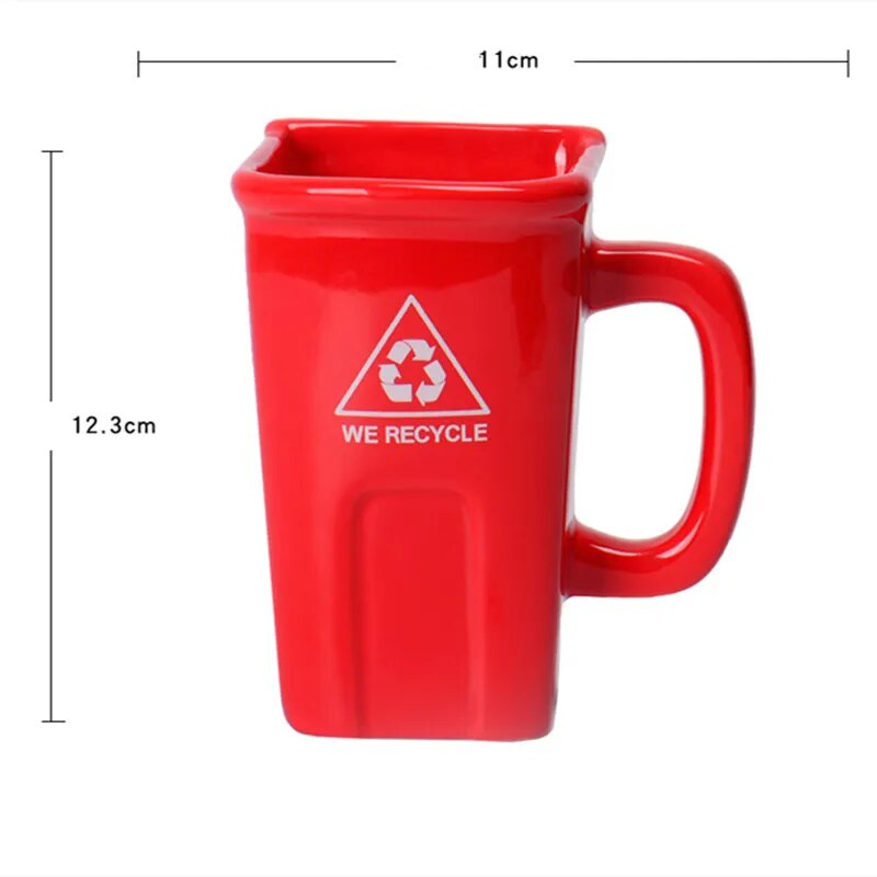 Funny Style Ceramic Mug Trash Can Shape New 2024 Cup Creative Funny Coffee Cup Milk Mug Large Capacity Ceramic Mug with Shove Gift ShopOnlyDeal