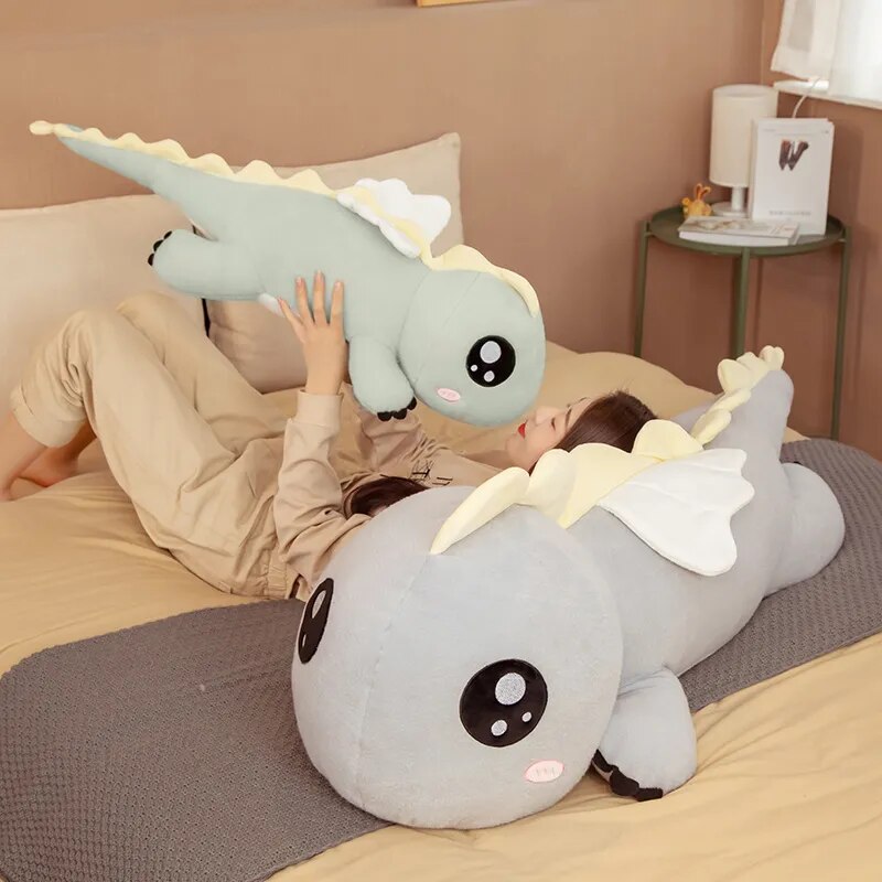 New Huggable Big Long Cute Dinosaur Plush Toy Soft Cartoon Animal Angel Stuffed Doll Boyfriend Pillow Kids Girl Birthday Gift ShopOnlyDeal