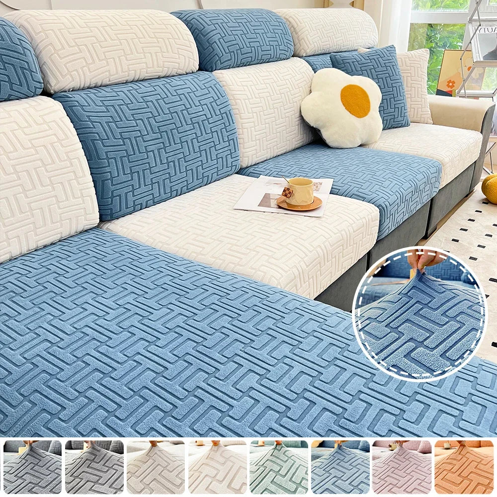 Sofa Cover Jacquard Sofa Cushion Covers Living Room Solid Stretchy Fabric Sofa Covers Washable Anti-dust Sofa Couch Slipcover Pets Kids ShopOnlyDeal