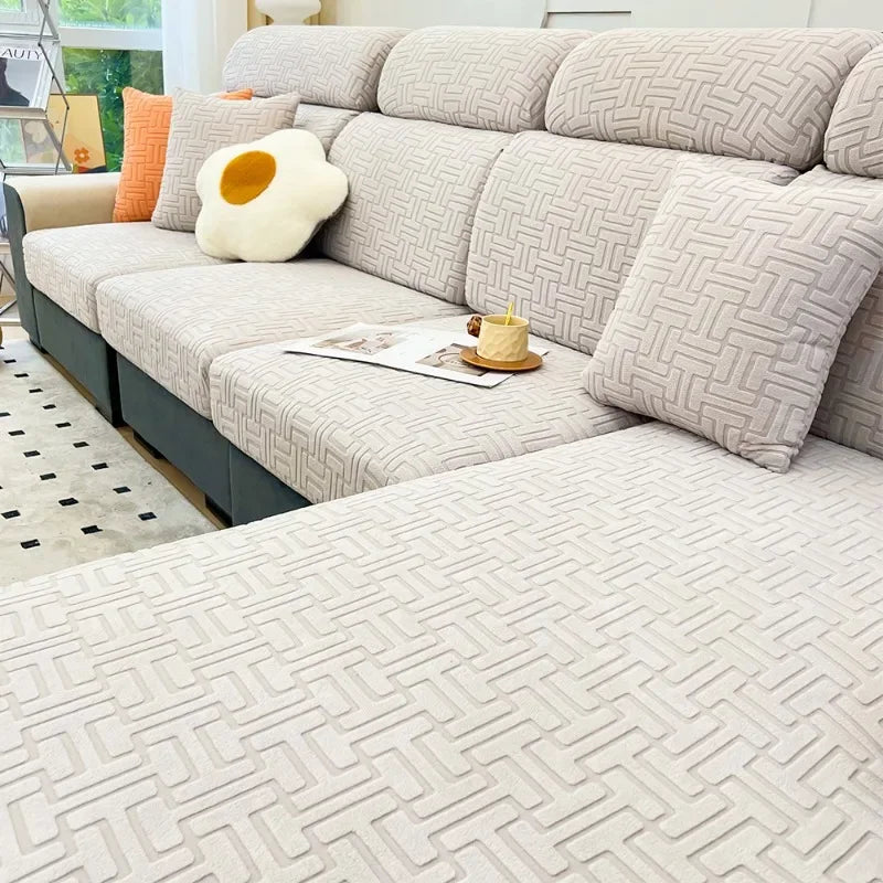 Sofa Cover Jacquard Sofa Cushion Covers Living Room Solid Stretchy Fabric Sofa Covers Washable Anti-dust Sofa Couch Slipcover Pets Kids ShopOnlyDeal