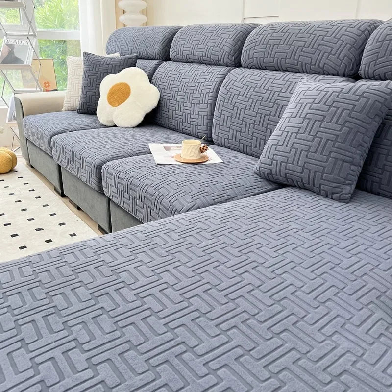 Sofa Cover Jacquard Sofa Cushion Covers Living Room Solid Stretchy Fabric Sofa Covers Washable Anti-dust Sofa Couch Slipcover Pets Kids ShopOnlyDeal