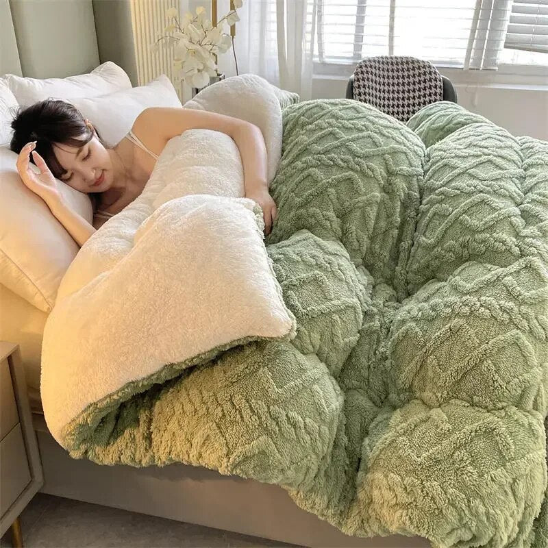 Super Thick Winter Warm Blanket for Bed Artificial Lamb Cashmere Weighted Blankets Soft Comfortable Warmth Quilt Comforter ShopOnlyDeal