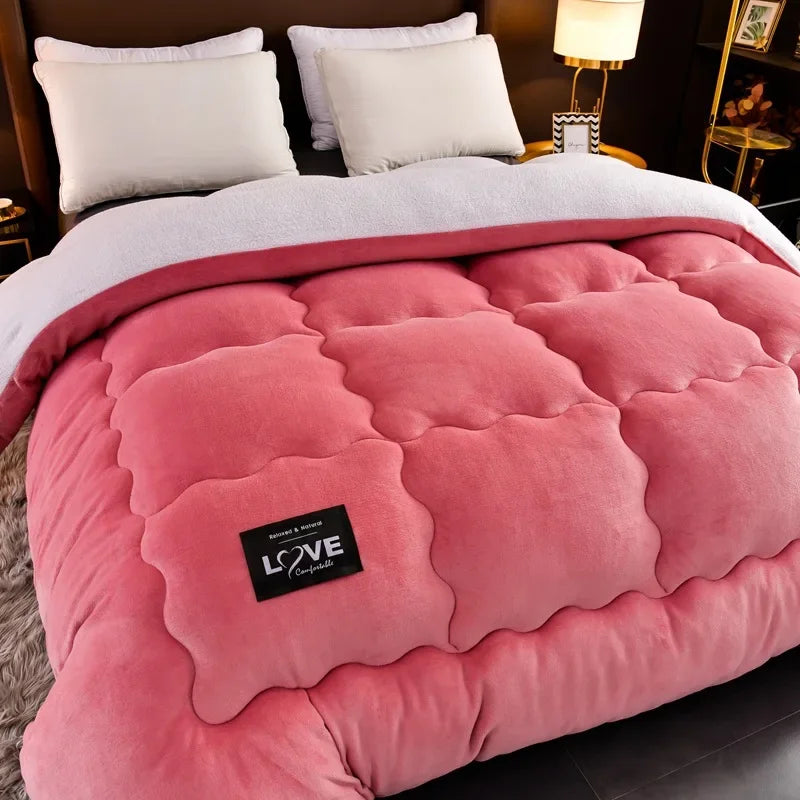 Lamp Wool Super Warm Quilt Winter Thickened Cotton Quilt Warm Cotton Double sided Velvet Soft Extra Large Blanket ShopOnlyDeal