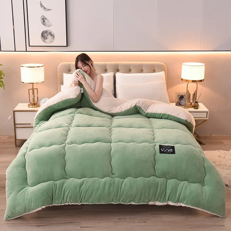 Lamp Wool Super Warm Quilt Winter Thickened Cotton Quilt Warm Cotton Double sided Velvet Soft Extra Large Blanket ShopOnlyDeal