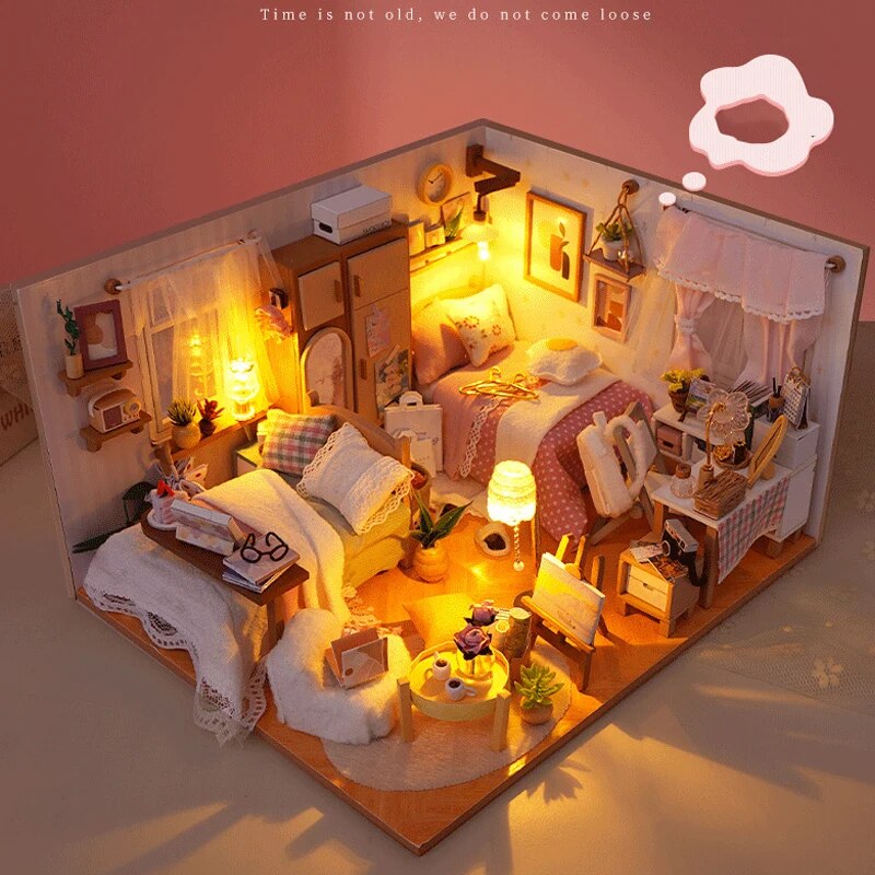 New Year Christmas Gifts Doll House DIY Miniature Dollhouse Toy Furnitures  Houses Toys for Childred Birthday Gifts ShopOnlyDeal