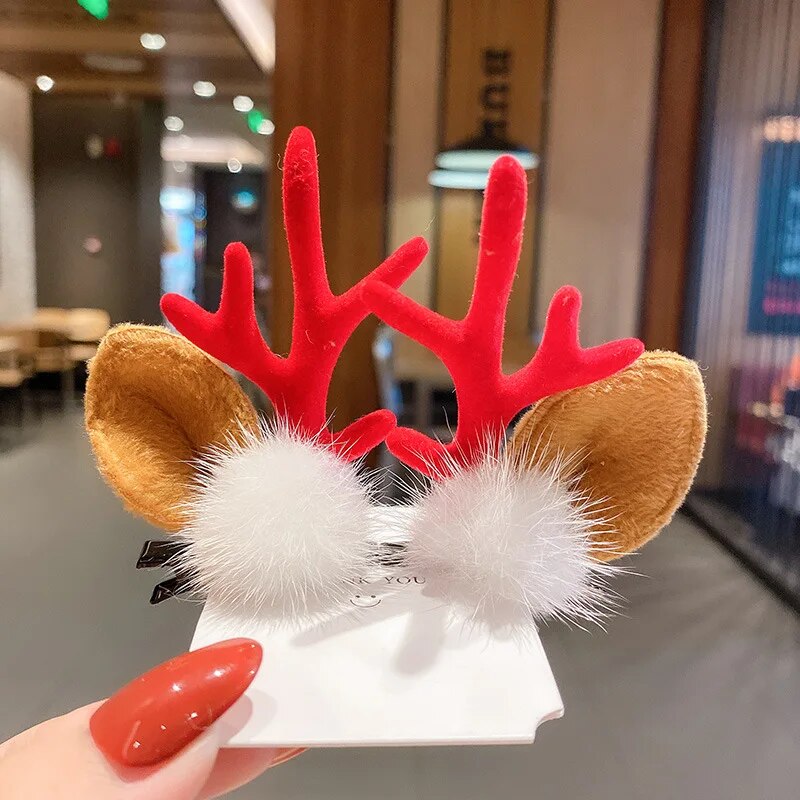 New Year Christmas Hair Pin Children Barrettes Bow Deer Santa Claus Kids Christmas Headwear Girls Kids Hair Accessories ShopOnlyDeal