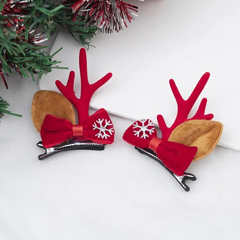 New Year Christmas Hair Pin Children Barrettes Bow Deer Santa Claus Kids Christmas Headwear Girls Kids Hair Accessories ShopOnlyDeal